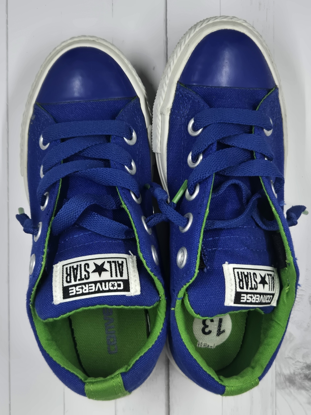 Converse Kids Low Top Sneakers in Blue and Green Sz 13